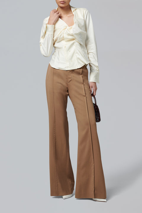 Beige Drunken Cotton Shirt