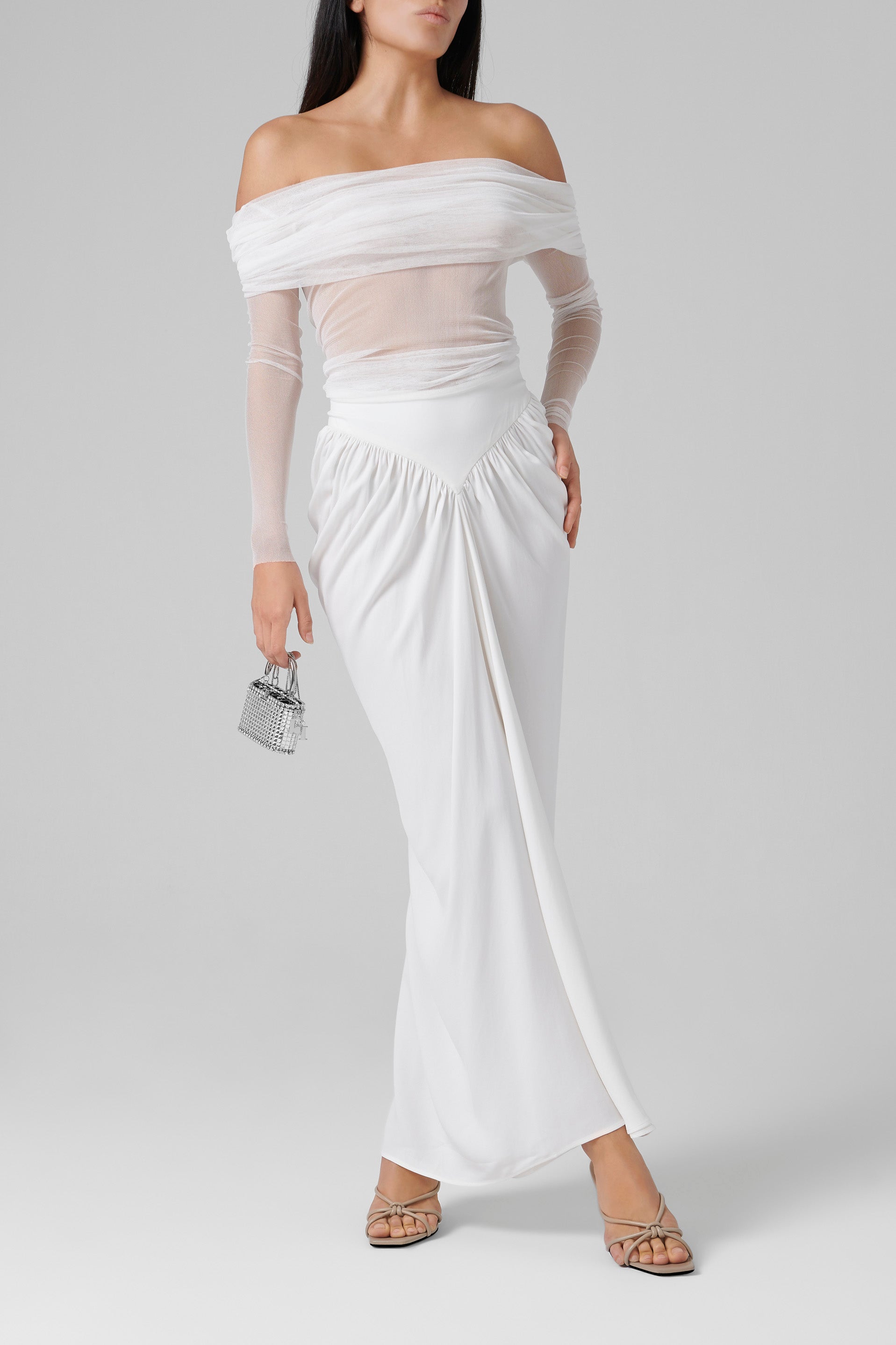 christopher esber white dress Christopher Esber White Veiled Silk Top