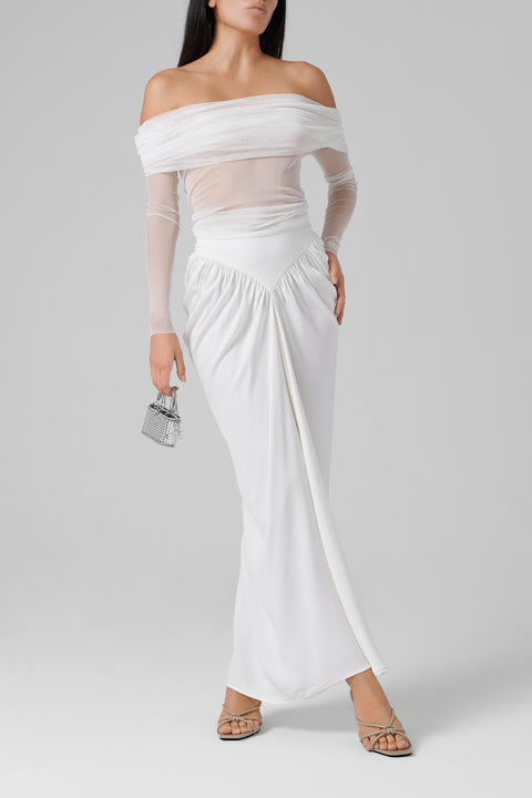 White Veiled Silk Top