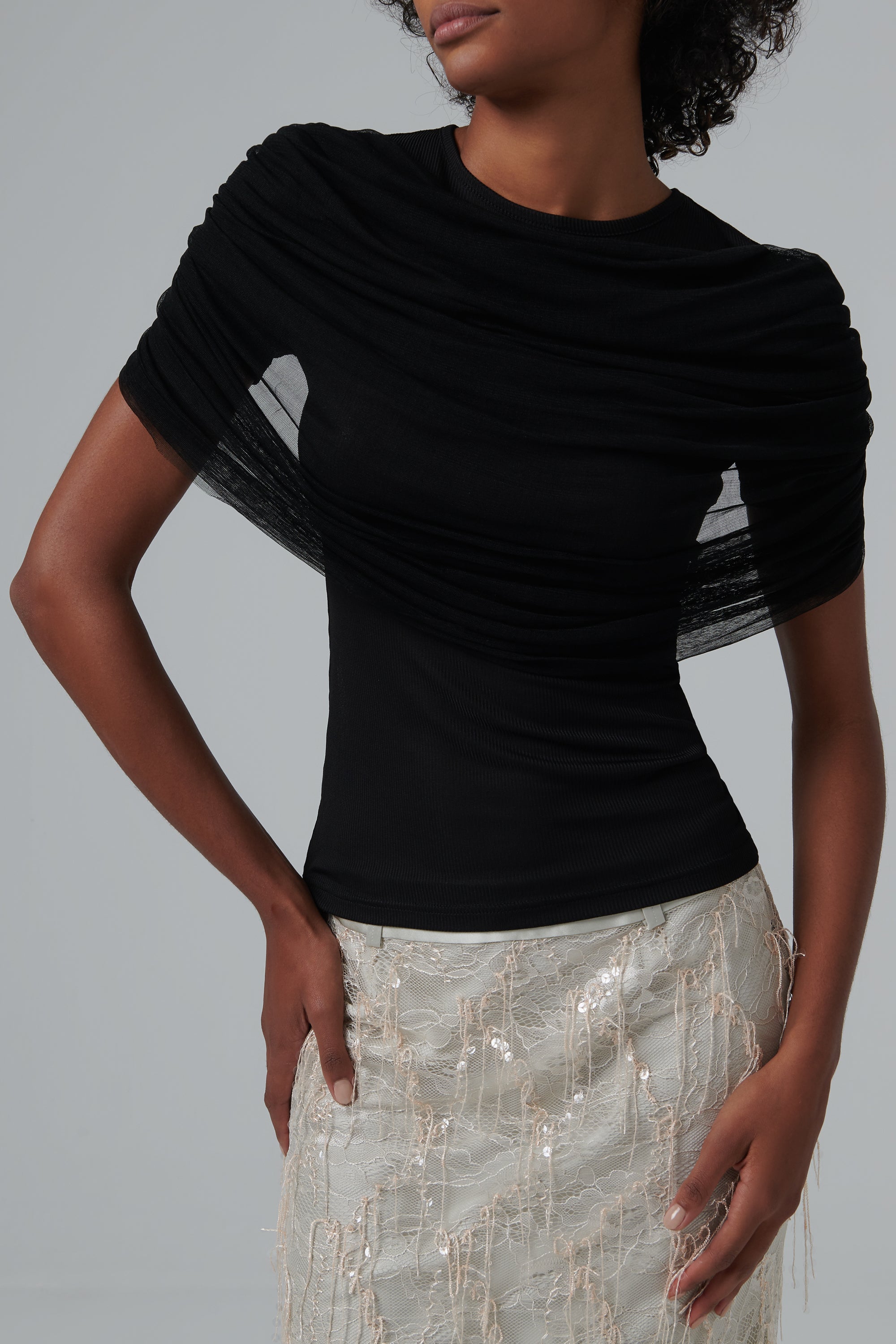 Christopher Esber Black Sonora Veiled T-Shirt