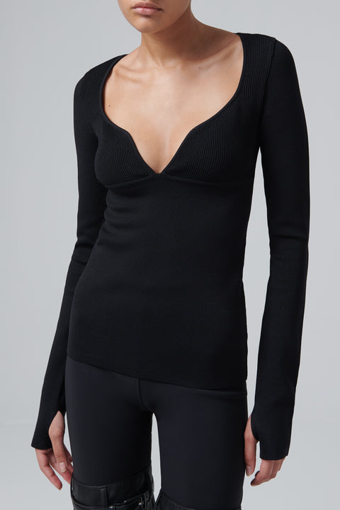 Black Helena Long Sleeve Top