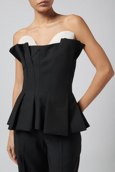 Rohe Black Sculptural Tulip Plissé Bustier