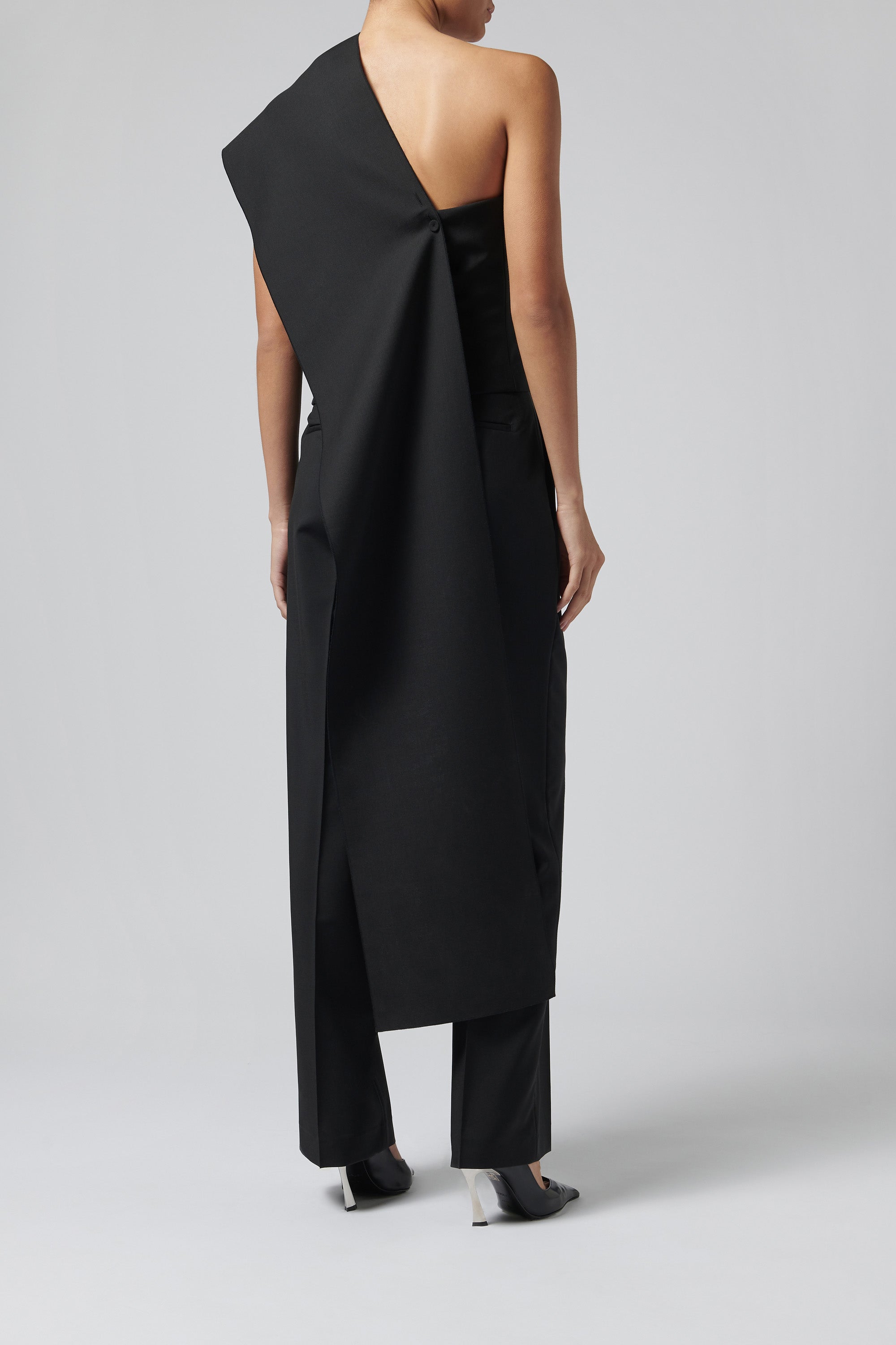 rohe asymmetric off-the-shoulder dress Rohe Black Asymmetrical Off Shoulder Maxi Dress