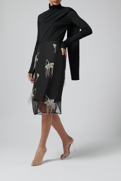 Black Soft Jersey Scarf Top