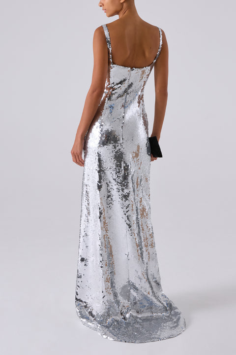 Silver Electra Sequin Gown