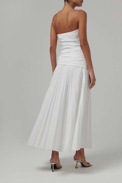 White Arie Strapless Bustier Midi Dress