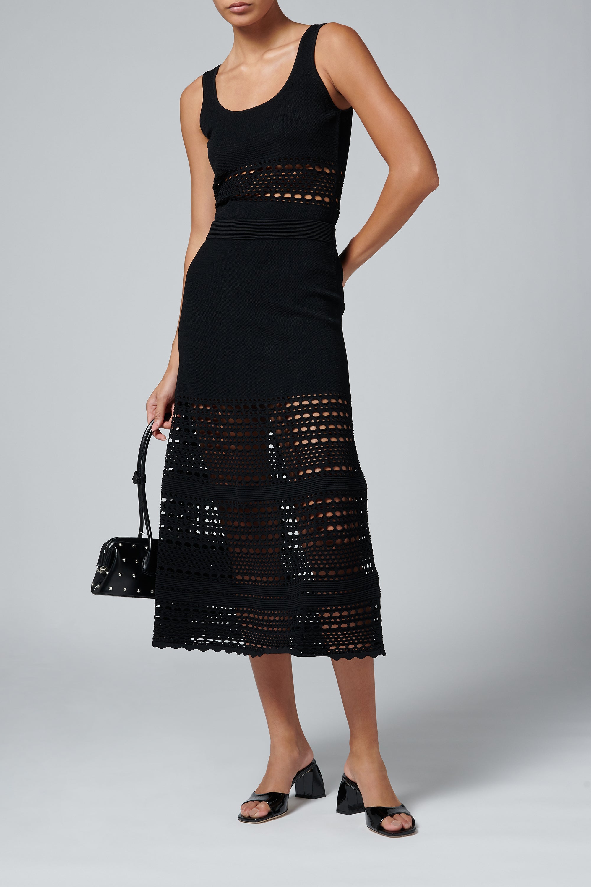 Simkhai Black Fitzgerald Open Stitch Knit Tank Top