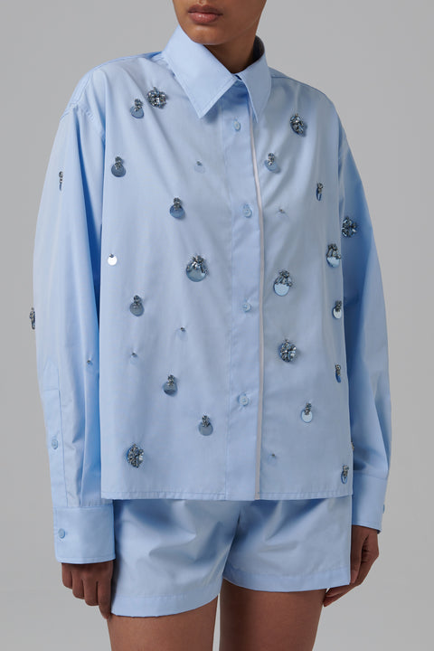 Blue Embellished Classic Shirt