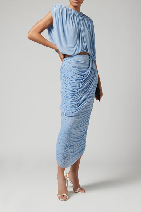 Light Blue Asymmetric Draped Top