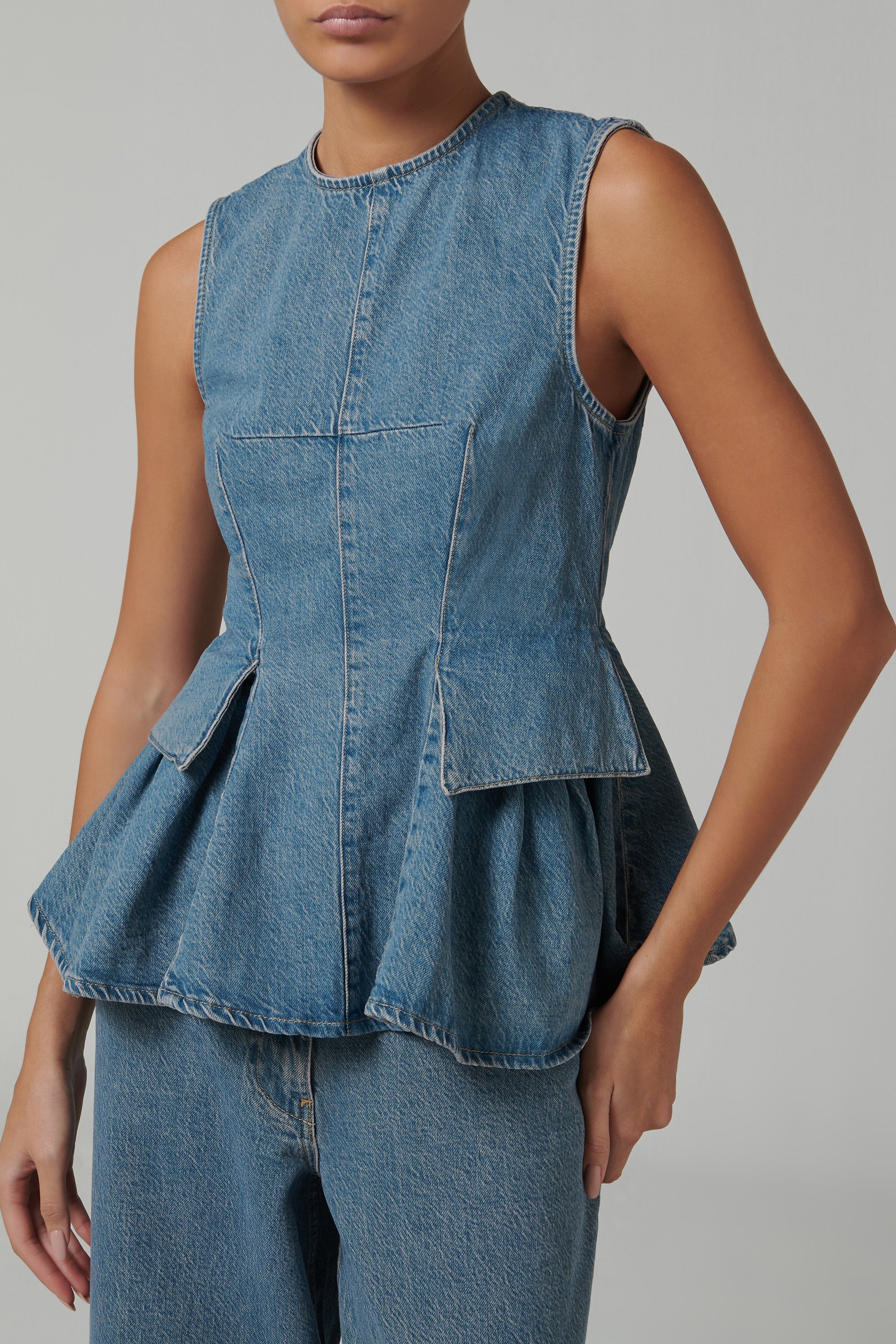 Remain Women Jeanstop Peplum, Light Blue, 36