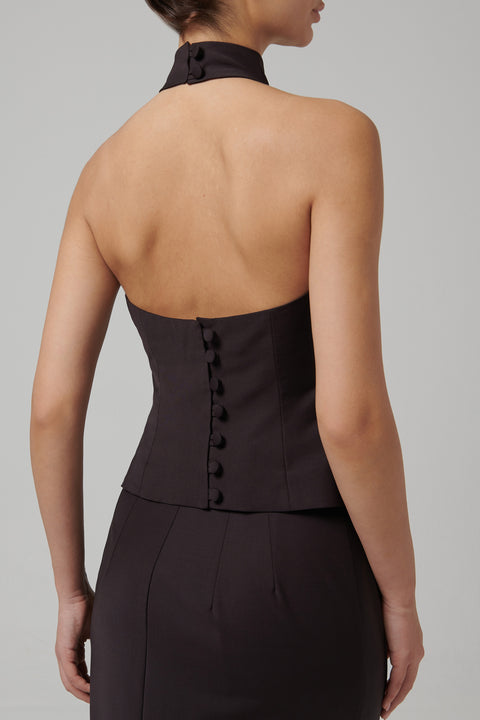 Brown Halter Neck Top