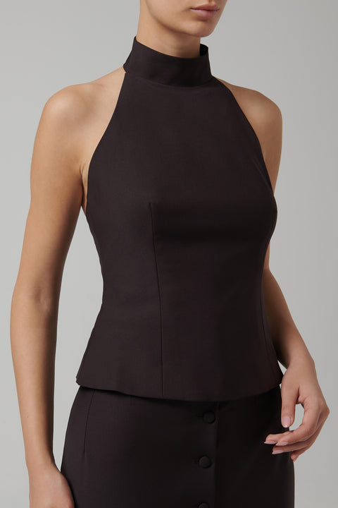 Brown Halter Neck Top