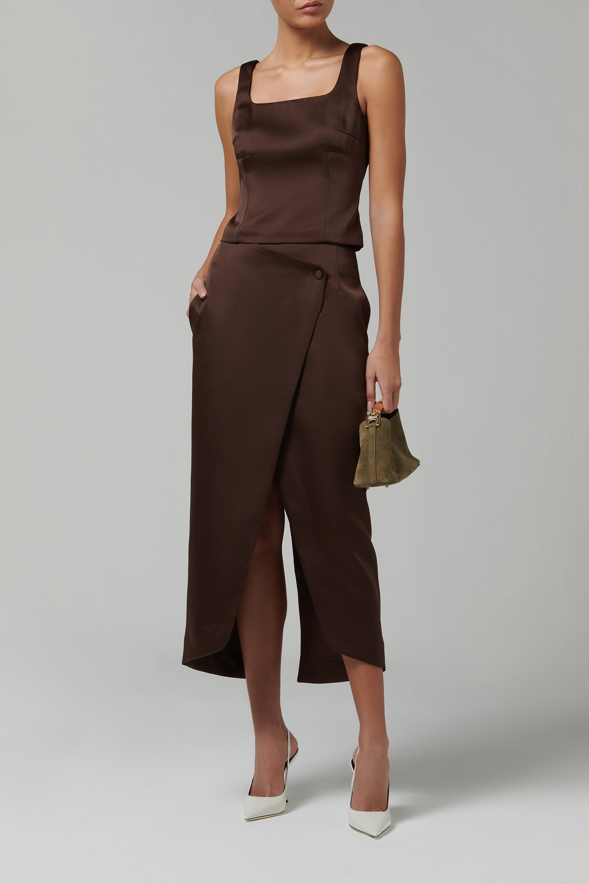 REMAIN Birger Christensen Brown Fitted Tank Top REMAIN Birger Christensen Brown Fitted Tank Top