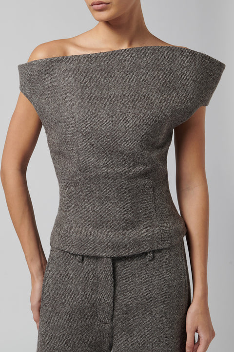 Grey Boatneck Blouse