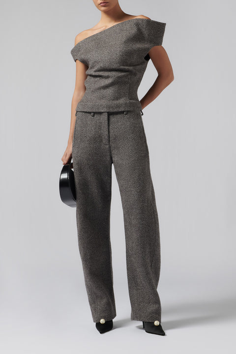 Grey Boatneck Blouse