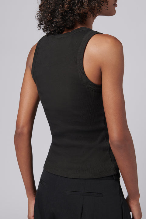 Black Crystals And Pearls Embellished Tank Top