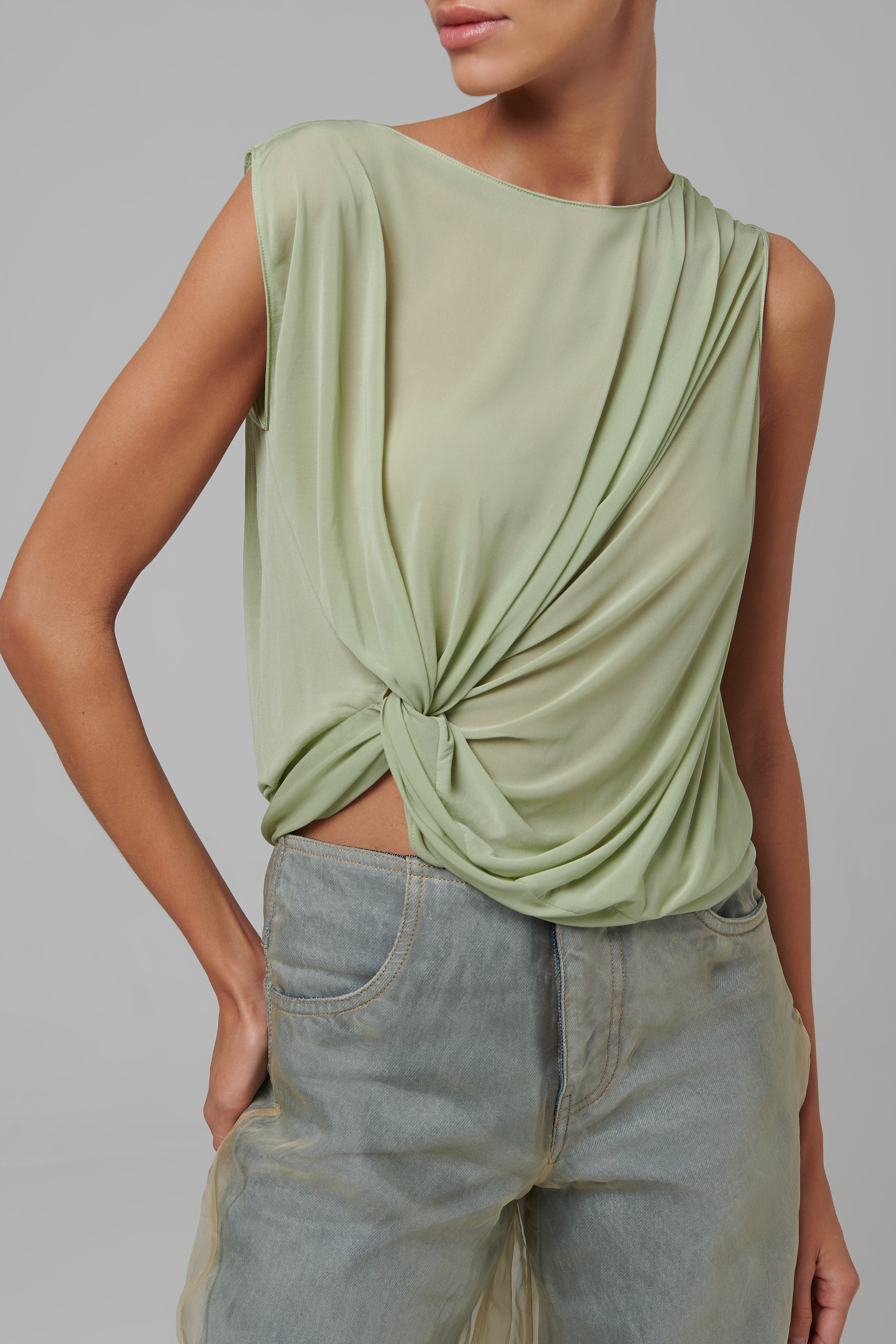 christopher esber monstera top Christopher Esber Green Castillo Drape Top