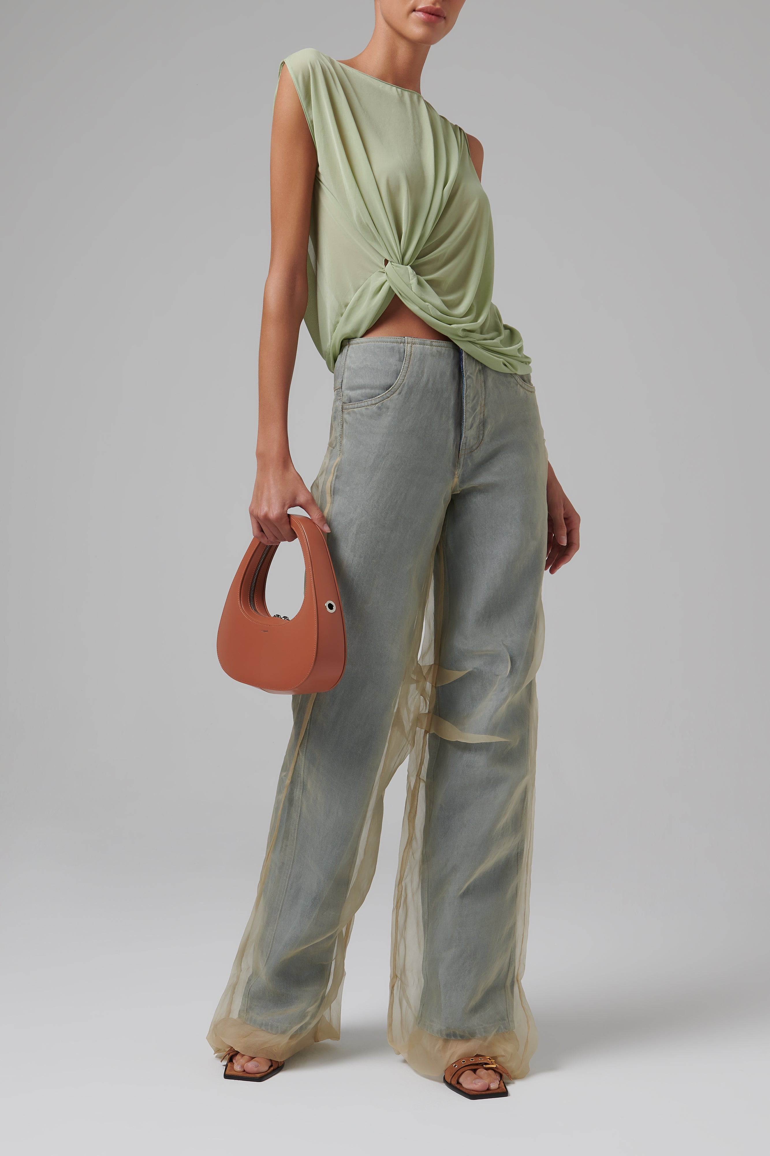 christopher esber monstera top Christopher Esber Green Castillo Drape Top