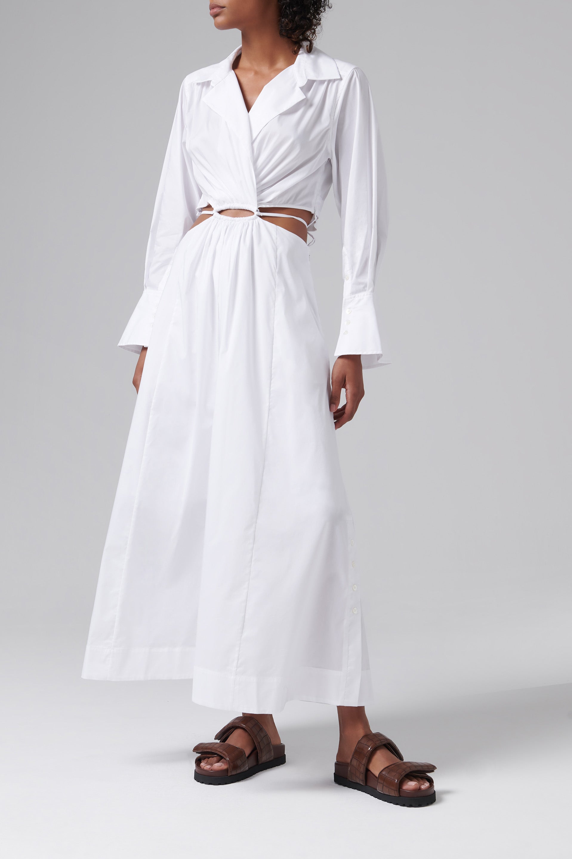 simkhai shirt dress SIMKHAI Women's Jazz Cotton Pintuck Midi Dress in Periwinkle Sky, Size Small