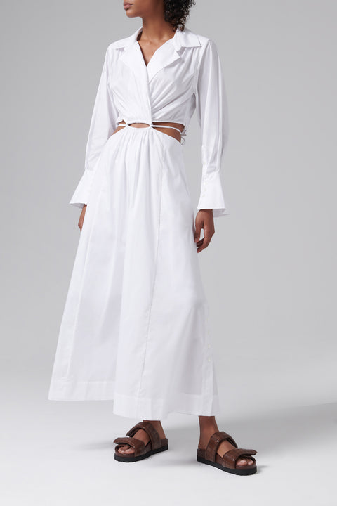 White Alex Cut-Out Shirt Dress