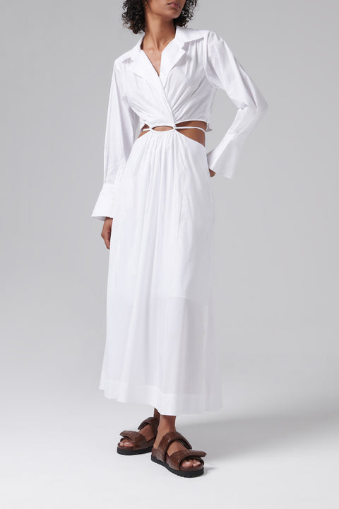 White Alex Cut-Out Shirt Dress