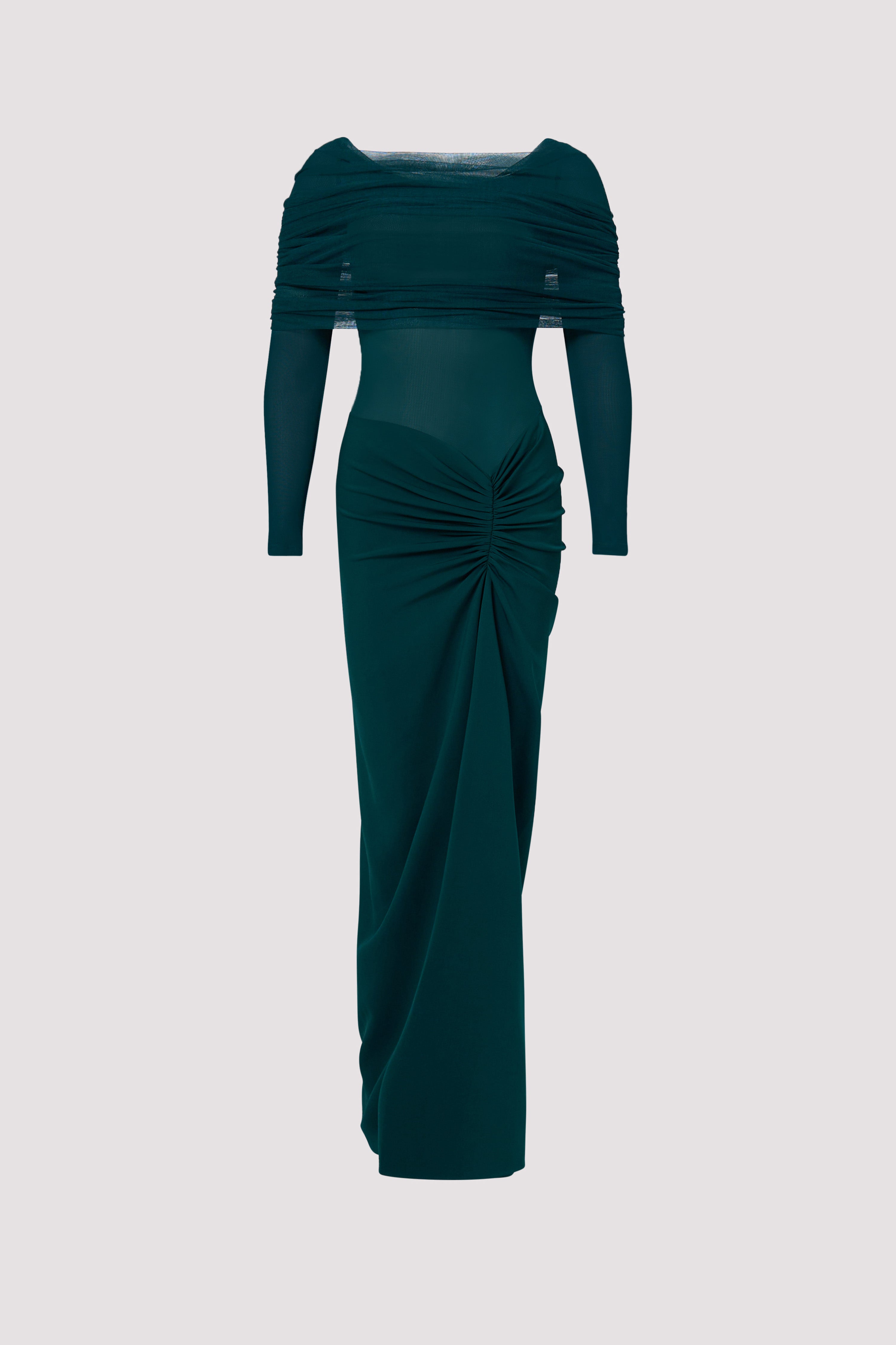 Christopher Esber Green Sonora Veiled Runched Dress Christopher Esber Green Sonora Veiled Runched Dress