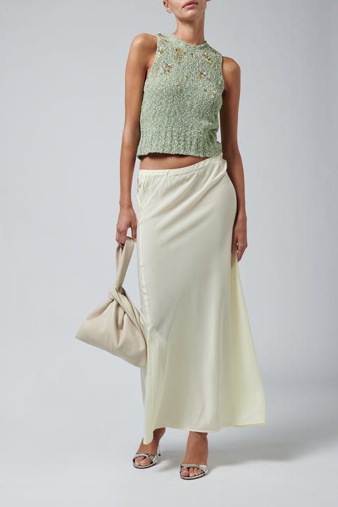Green Boucle Crop Vest