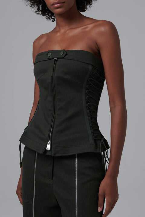 Green Sasha Zip Up Bustier
