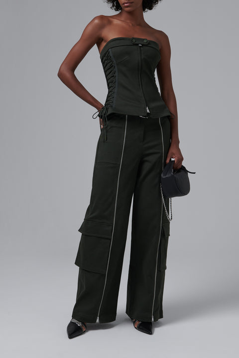 Green Sasha Zip Up Bustier