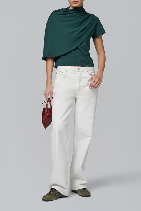 Dark Green Scarf Blouse