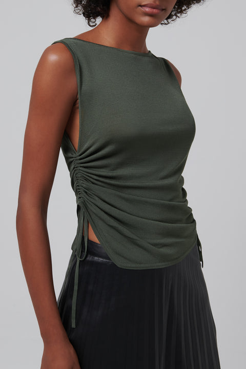 Khaki Yolanda Ruched Tank