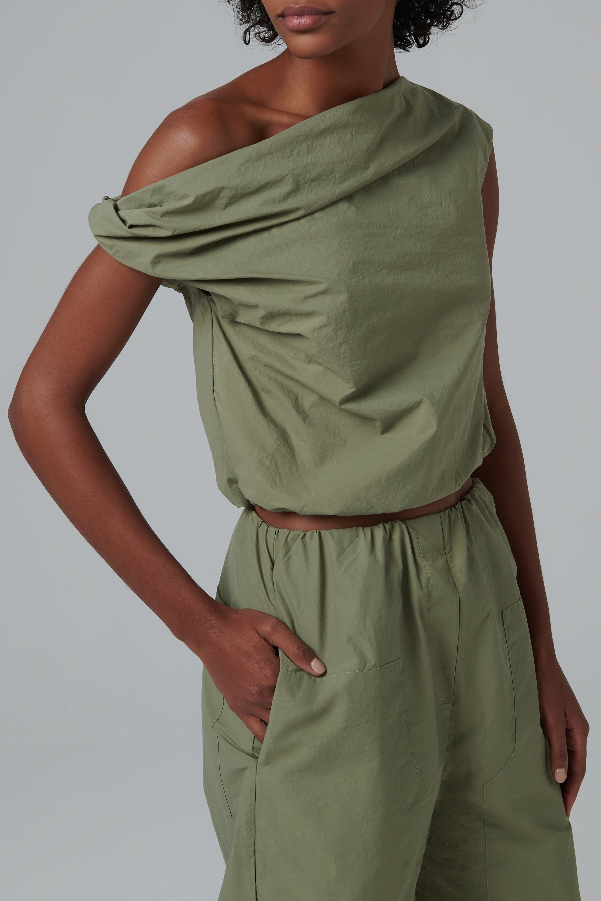 Paris Georgia Khaki Alice Ruched Top