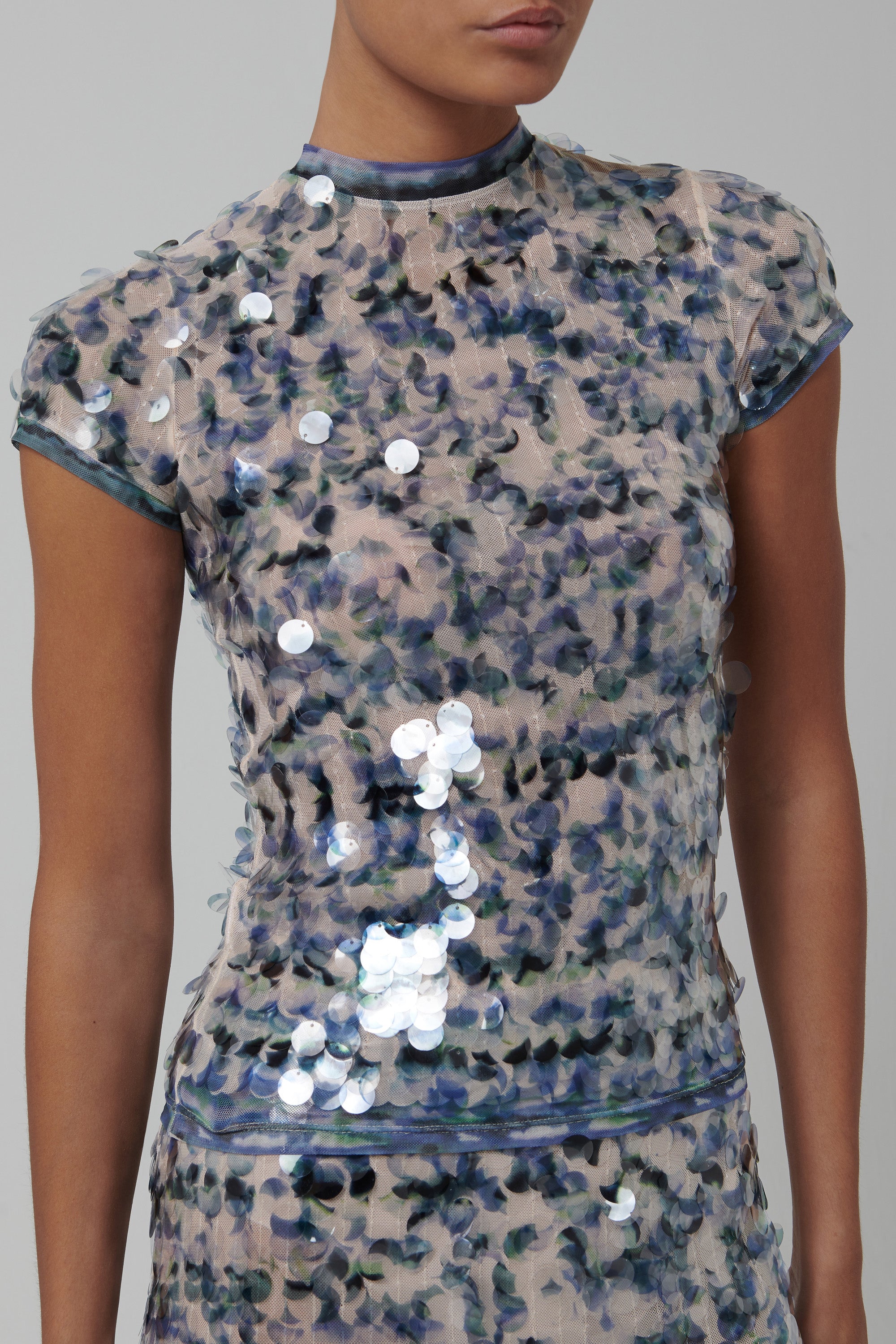 chinese dress ladies Paris Georgia Metallic Mermaid Sequin T-Shirt
