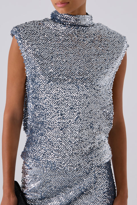 Silver Ovica Sequin Top