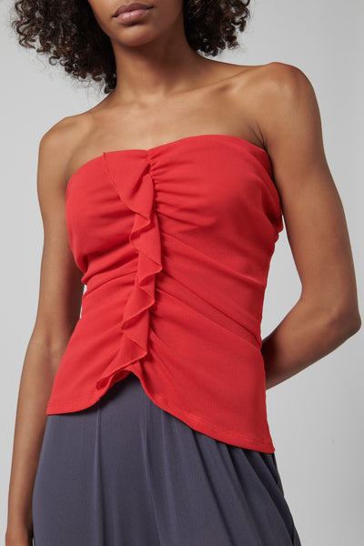 Paris Georgia Red Minimal Ruffle Bodice Red / L