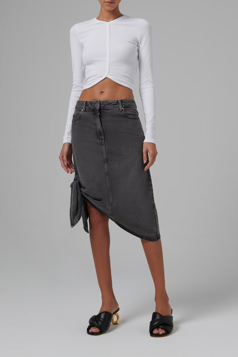 White V-neck Long-Sleeve Shirt