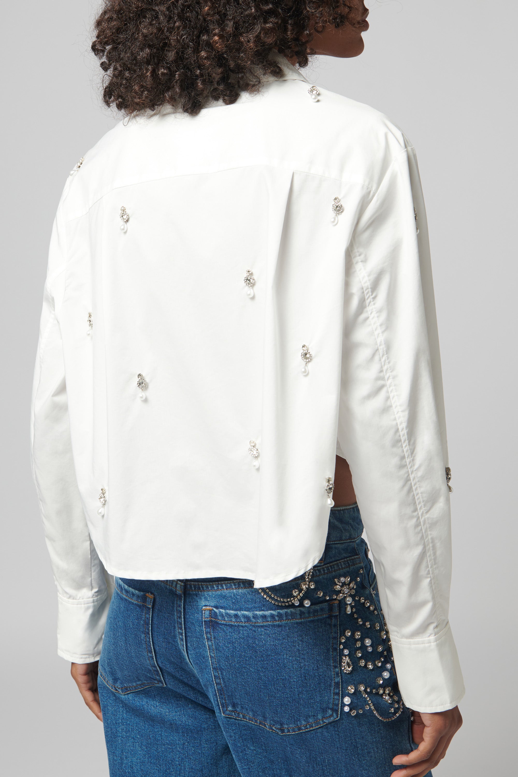 Simkhai White Renata Embellished Shirt