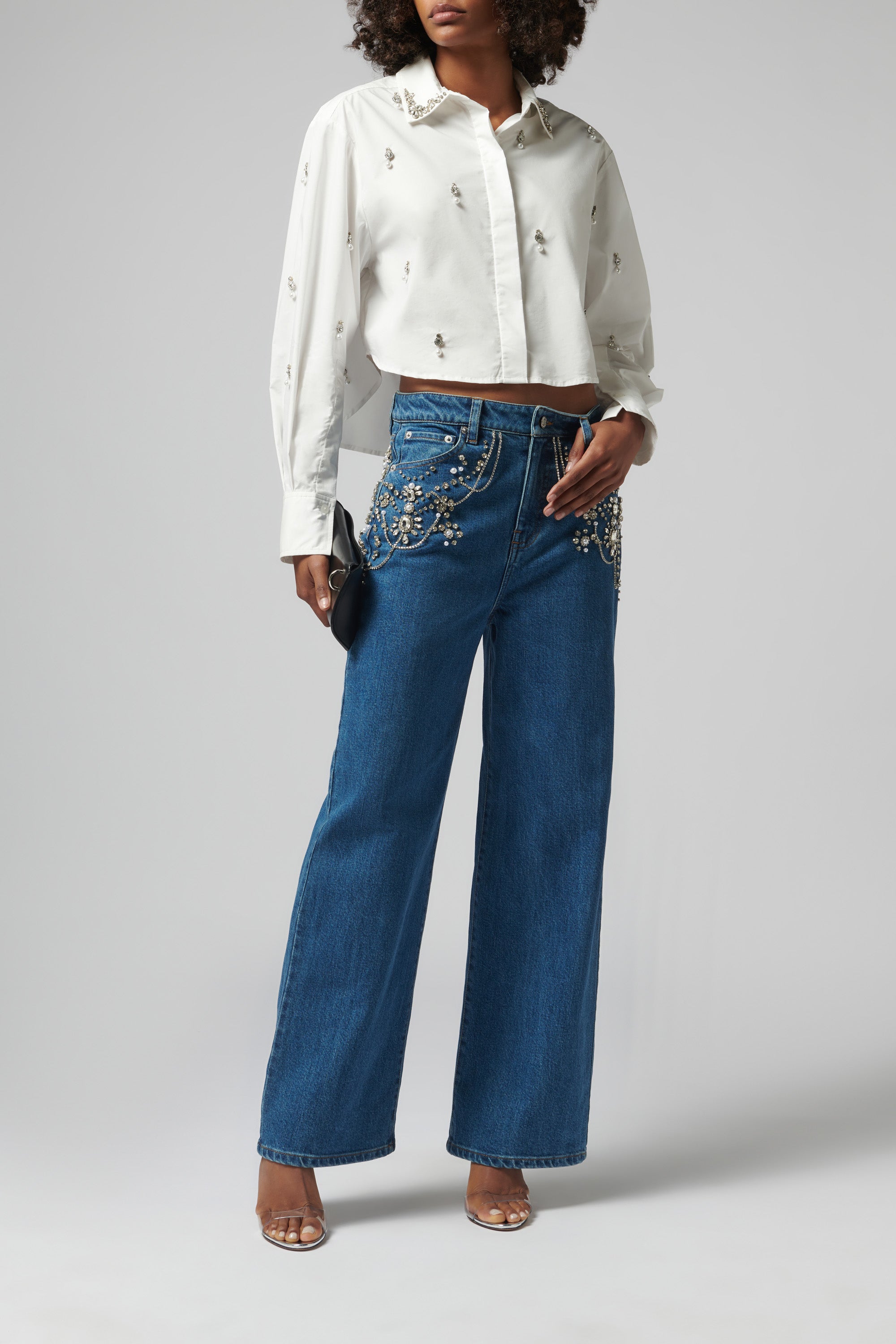 Simkhai White Renata Embellished Shirt