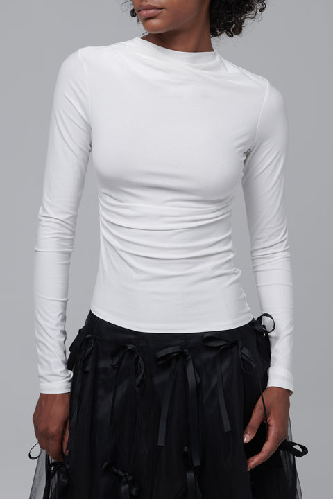 White Selma Long Sleeve Top