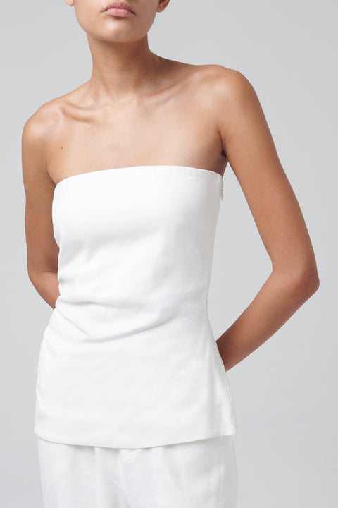 White Dorian Pleated Bustier Top