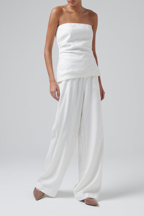 White Dorian Pleated Bustier Top