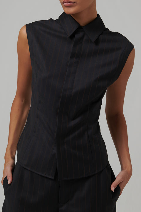 Black Pinstripe Sorrentino Shirt