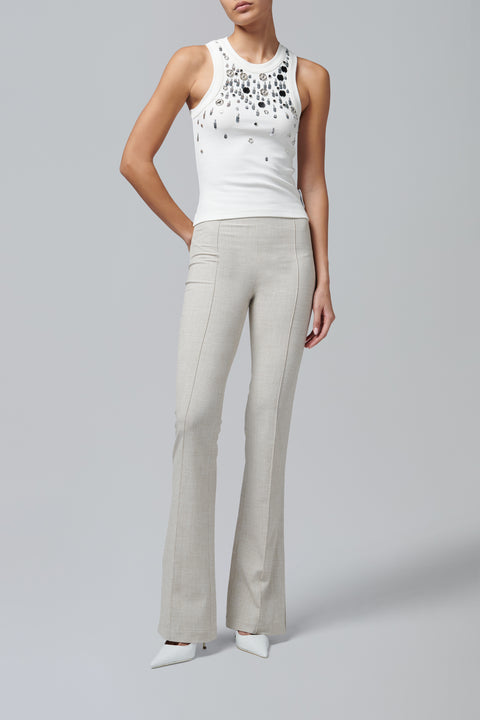 White Classic Embellished Tank Top