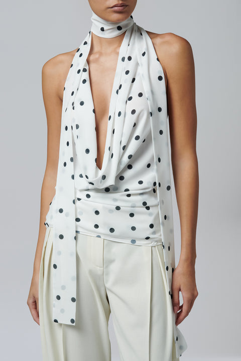 White Printed Halter Top