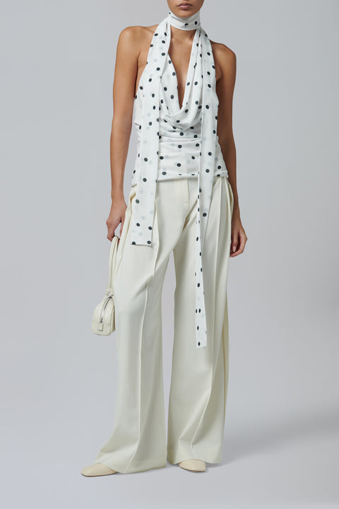 White Printed Halter Top