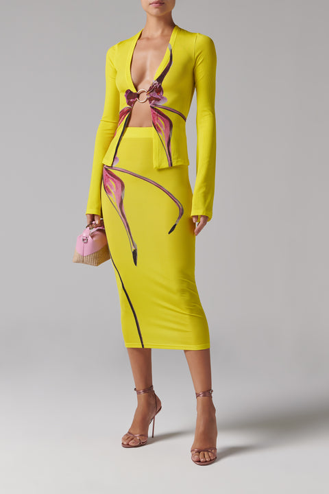 Yellow Flared Sleeve Cardigan