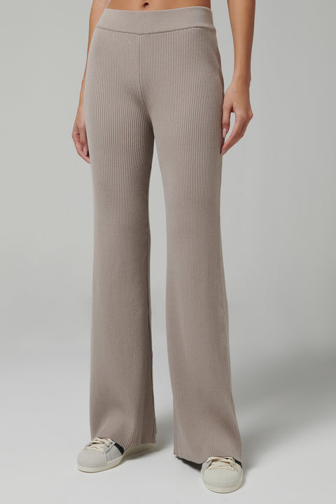 Beige Rib Knit Pants
