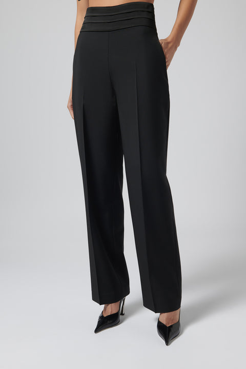 Black Satin Cumberband Pants
