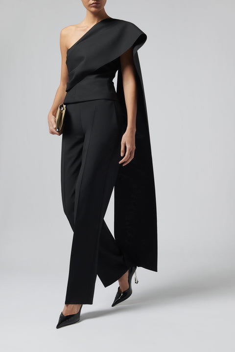 Black Satin Cumberband Pants