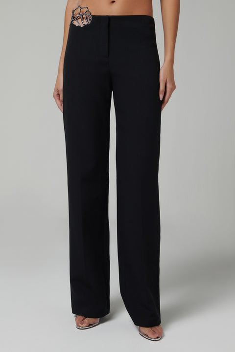 Black Crystal Embellished Pants